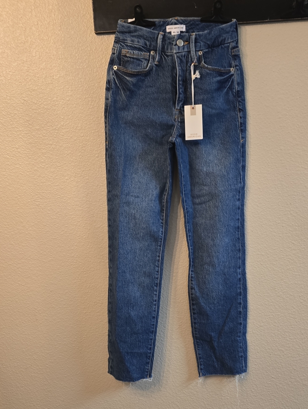 Good American High-Rise Straight-Leg Jeans - Blue Wash
